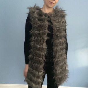 Zara Grey Faux Fur Vest